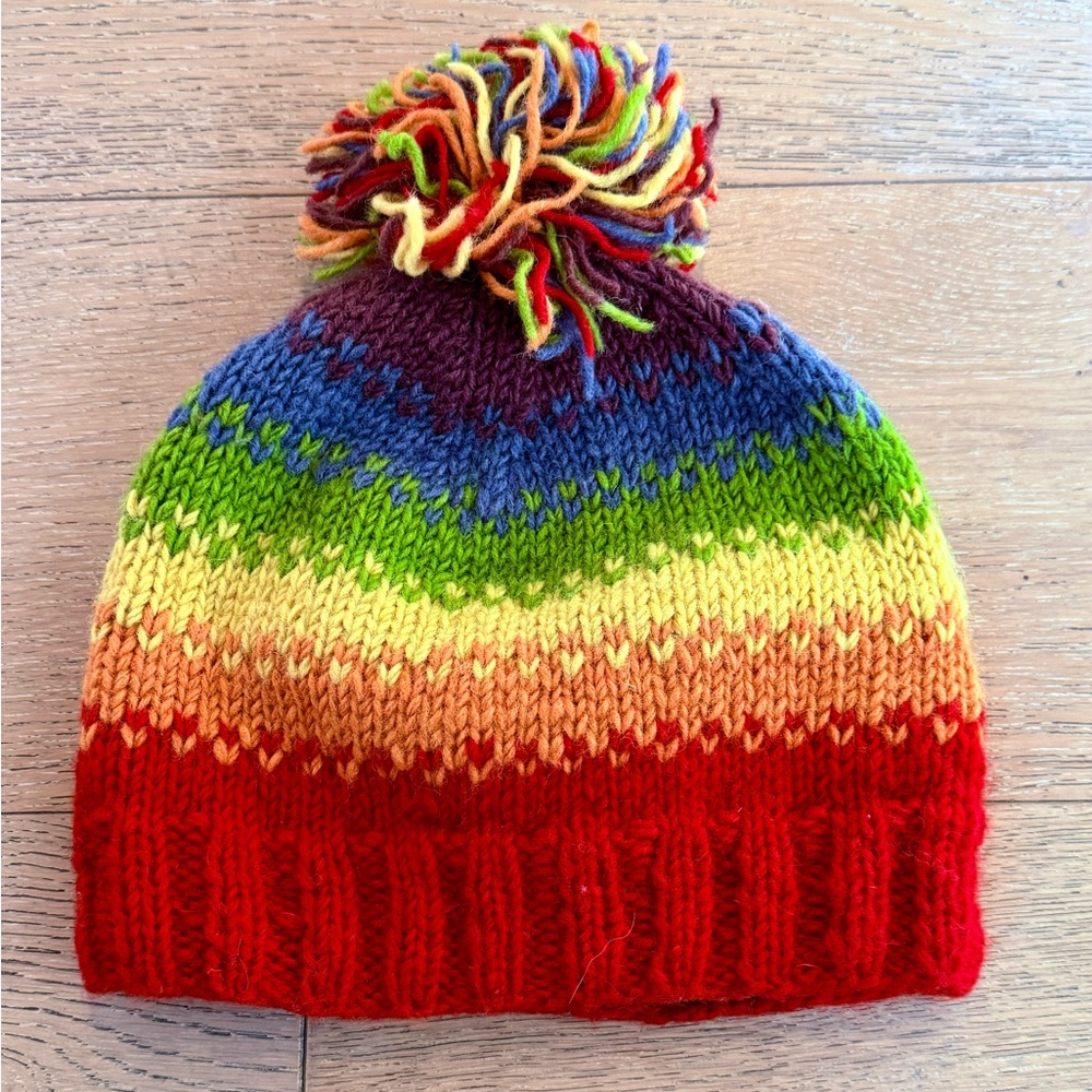rainbow wool beanie